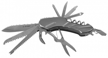 Нож складной, с металлической рукояткой , многофункциональный 12в1 ЗУБР Мастер