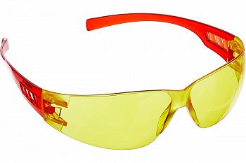 Очки защитные, желтые открытого типа пластиковые дужки ЗУБР