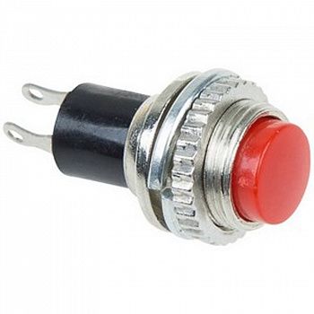 Выключатель-кнопка металл 220V 2А (2с) (ON)-OFF Ø10.2 красная Mini (RWD-213) REXANT
