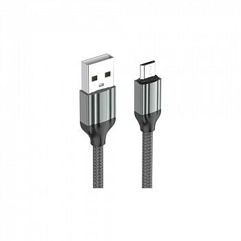 Кабель USB-microB 1м LDNIO LS431 металлические коннекторы нейлон 2,4А серый