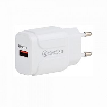 Сетевое зарядное устройство USB, QC 3,0 3А белая Intro CC190