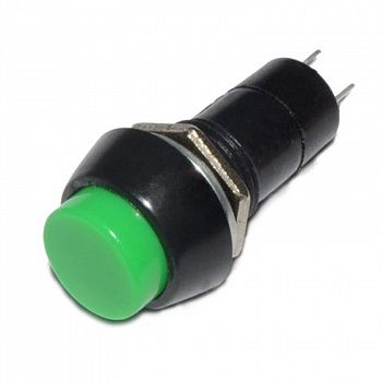 Выключатель-кнопка 250V 1А (2с) (ON)-OFF Б/Фикс зеленая Micro (PBS-20В) REXANT