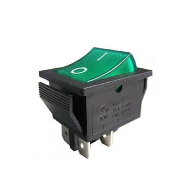 Выключатель клавишный 250V 16А (4с) ON-OFF зеленый с подсветкой (RWB-502,SC-767,IRS-201-1) REXANT