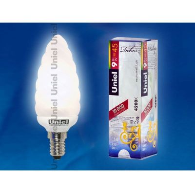 Лампа ESL-C21-Т9/4200/E14 Uniel (свеча витая матовая, снято с производство, гарантия 2 недели)