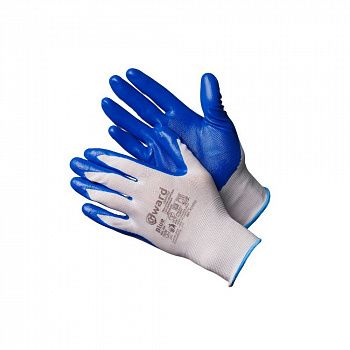 Перчатки нейлоновые с нитриловым покрытием синие 13кл.защ.N2002B STANDART разм 9L