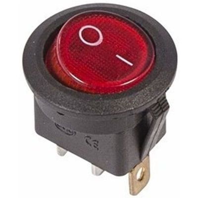 Выключатель клавишный круглый 250V 6А (3с) ON-OFF красный с подсветкой (RWB-214,SC-214,MIRS-101-8) REXANT