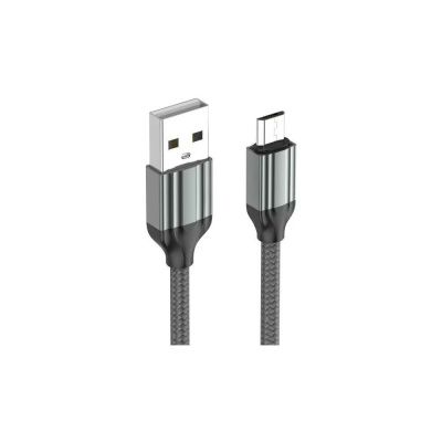 Кабель USB-microB 1м LDNIO LS431 металлические коннекторы нейлон 2,4А серый