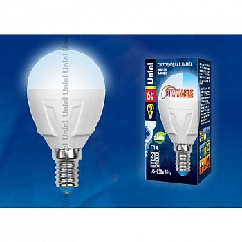 Лампа светодиодная диммируемая LED-G45-6W/NW/E14/FR/DIM ALP01WH Uniel Palazzo Dimmable